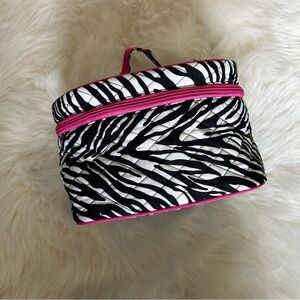 Zebra print and pink cosmetic case